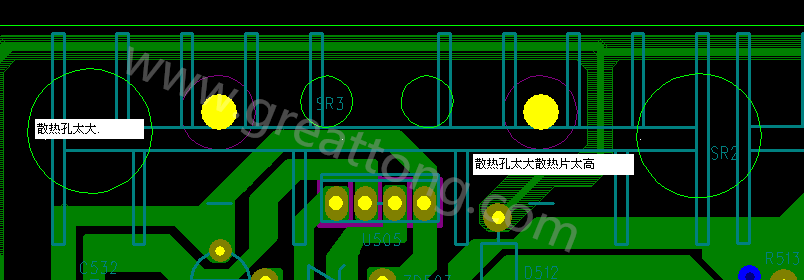 PCB設(shè)計中，散熱孔散熱片設(shè)計不當(dāng)，造成很多電源板斷裂