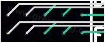 兩個(gè)過孔間能過兩根線的BGA出線，共用2個(gè)走線層