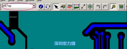 如果圖形像下圖一樣無法顯示鉆孔，只須圖（186）將紅色圈住的活動層改為當前顯示層即可。